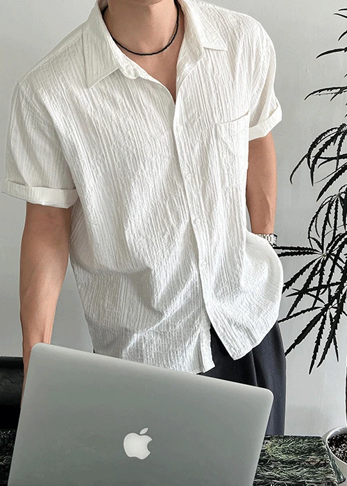 제로 텍스쳐 반팔 셔츠 3colors