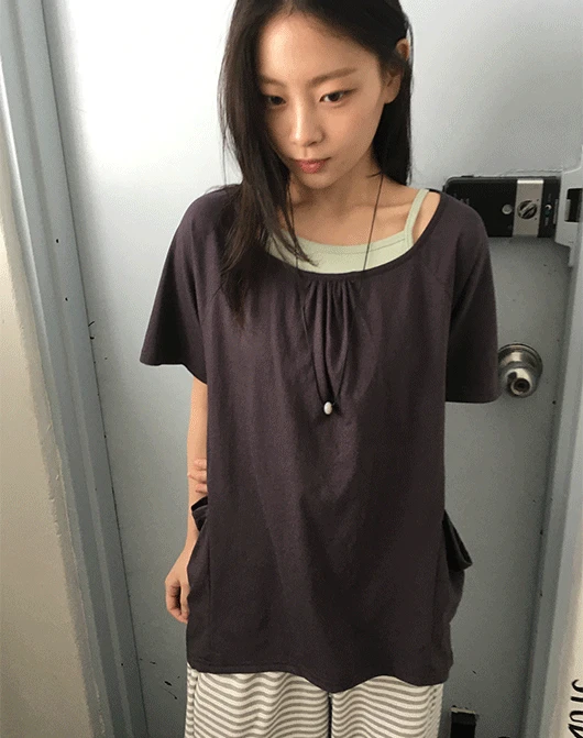 라나히 레이어드 포켓 반팔 티