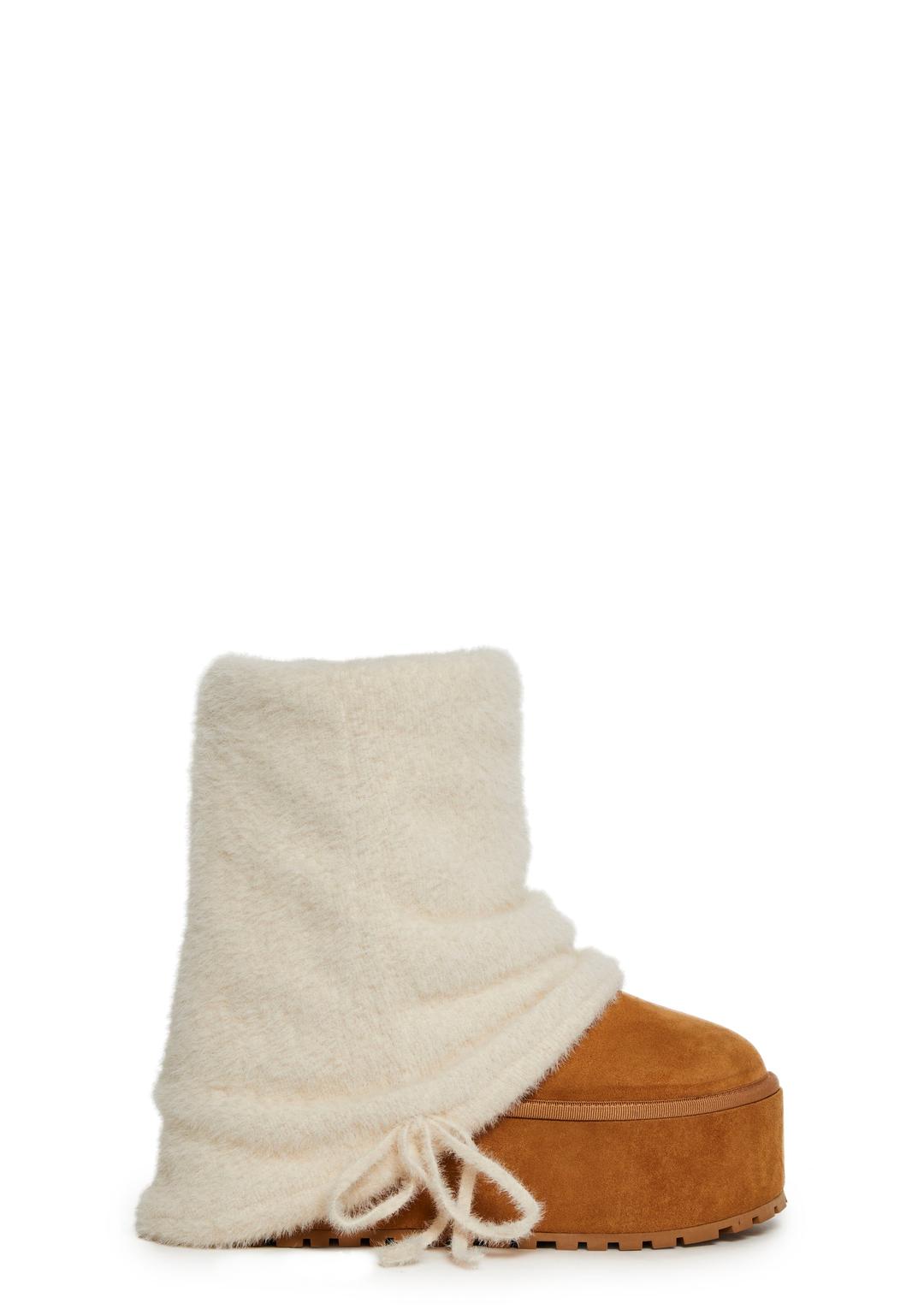 Snuggle Sesh Platform Booties - Off White - OFF WHITE / US 10