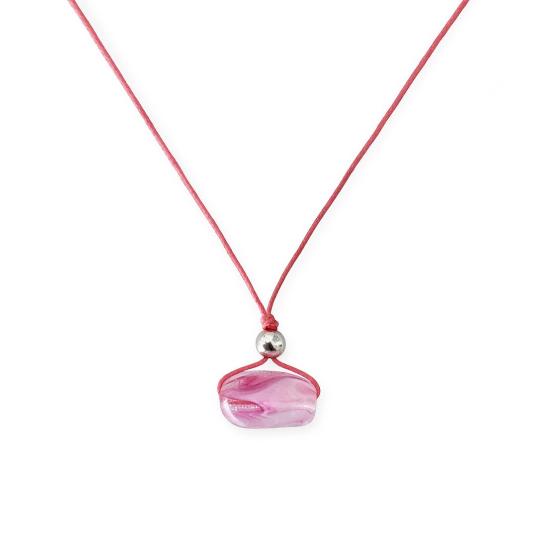 [ Silver925 ] Czech glass beads necklace_Pink