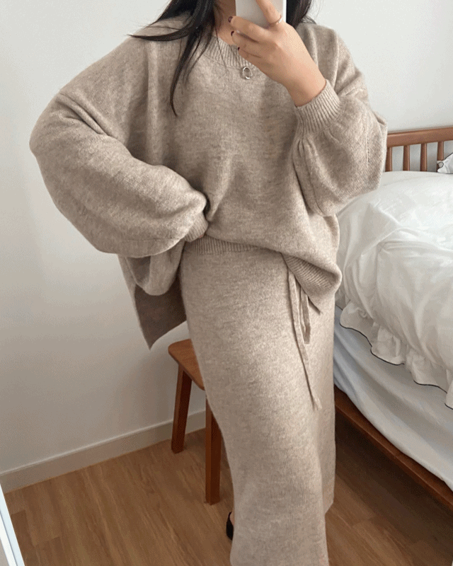 [66~110size][빅사이즈]🚀당일배송🚀모카 루즈핏 니트 set