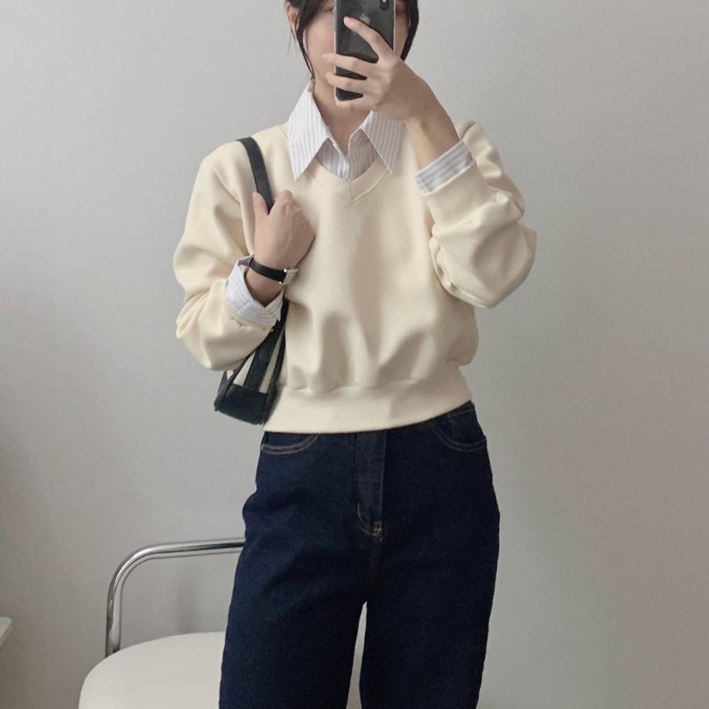 브이넥맨투맨 세미크롭맨투맨 무지맨투맨