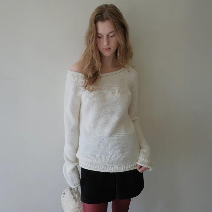 [2nd] Bold Logo Alpaca Boat Knit - Ivory