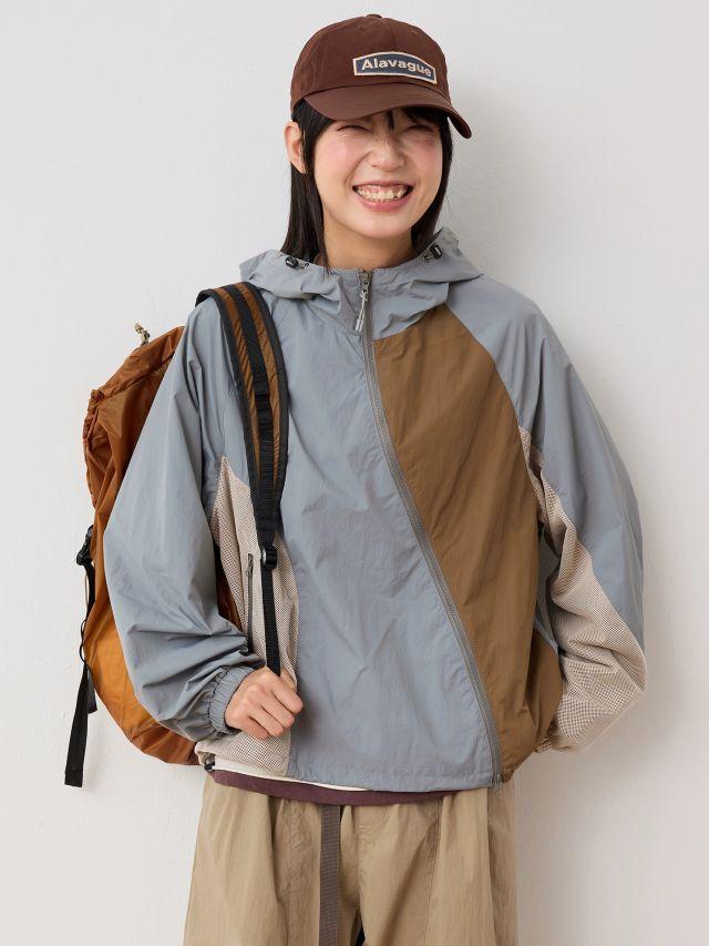 [Octopusme] Color Block Hooded Jacket