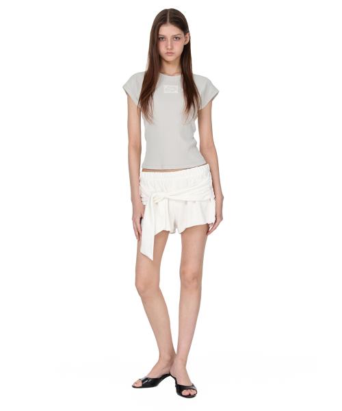 Tie Raw-cut Sweat Shorts, IVORY