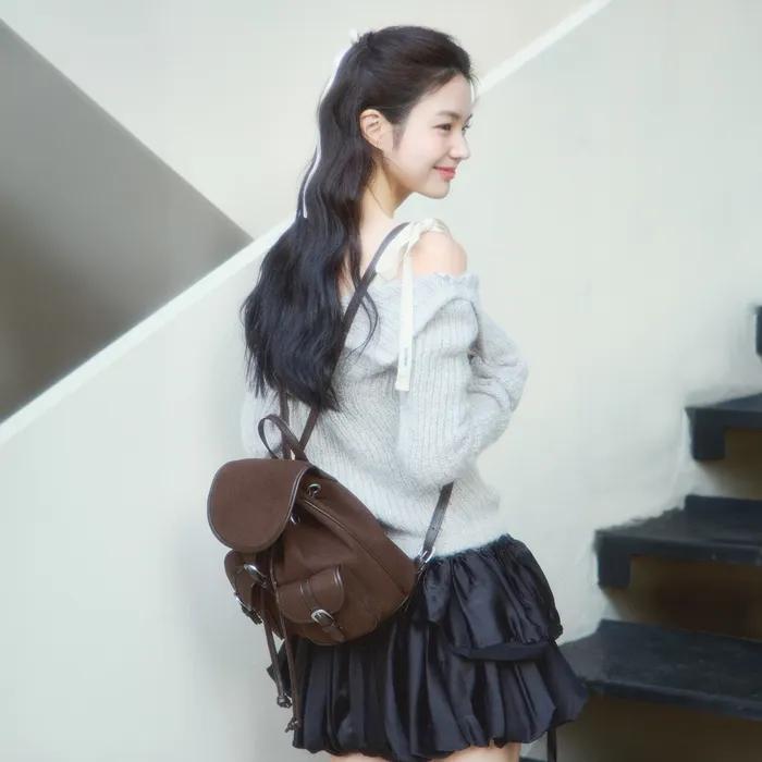 Keeppin suede bag 키핀 백팩 스웨이드 브라운