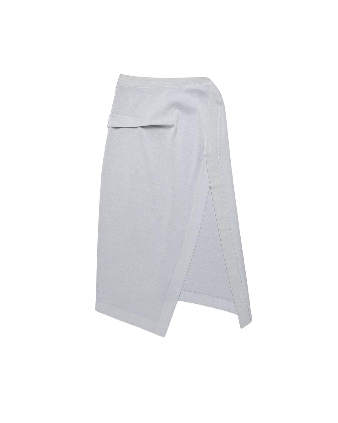 Side Tuck Rib Skirt (Light Grey)