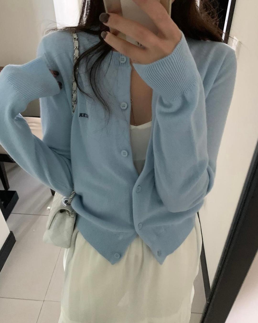 할시온 포스터 미유울 가디건(4color)  자수가디건 봄가디건 라운드가디건 포스터가디건