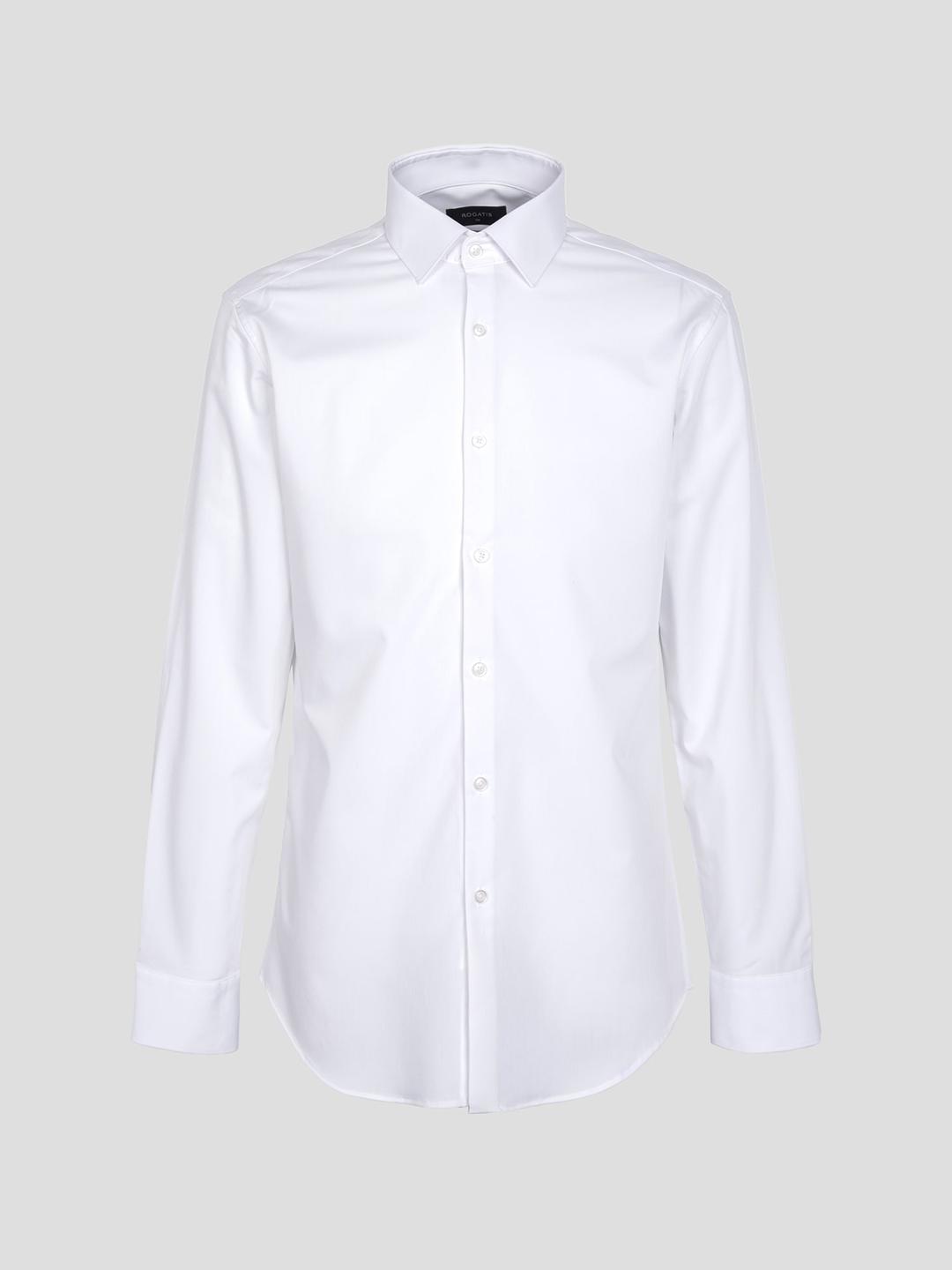 스트레치 솔리드 슬림 셔츠 - 화이트
