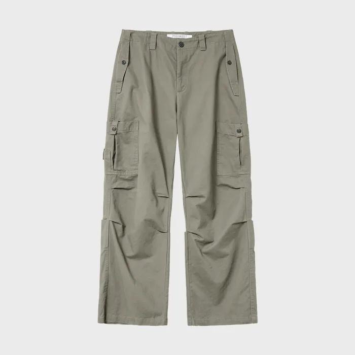 빈티지 워시드 코튼 워크 팬츠 (카키)
