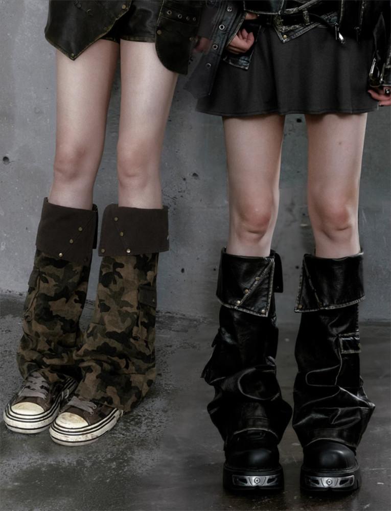 CestNous 포켓 장식 레더 레그워머 2 color