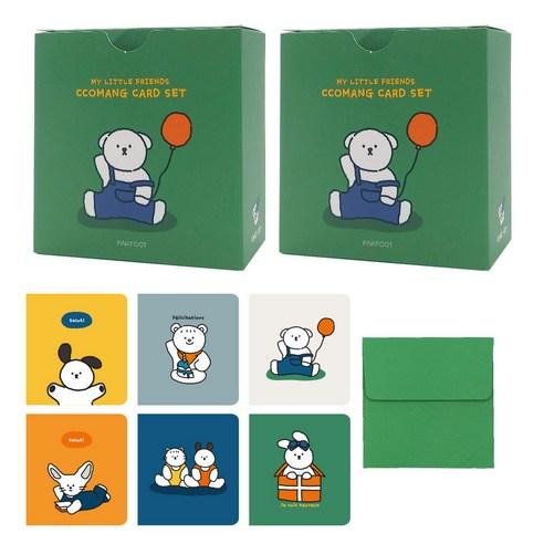 핑크풋 10000 꼬망 카드 48p + 봉투 48p 세트, 그린, 2세트 - 일반카드 | 쿠팡