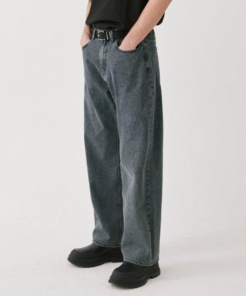 바이오스톤 워싱 와이드 데님 팬츠 (BLUE GRAY)