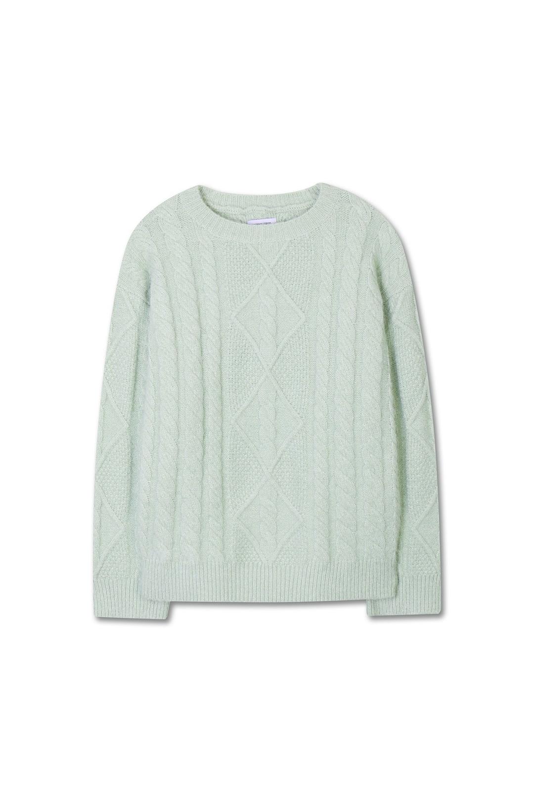 미치코런던 FISHERMAN CABLE WOOL KNIT CREAMY MINT