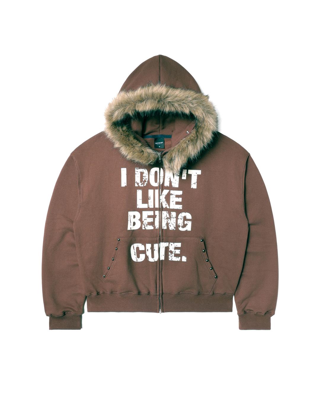 [02/20 예약발송] 크롭 퍼 후드 집업 - 브라운