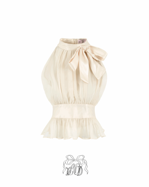 클라우드이모션 [♡MADE♡/오늘출발] old satin bloom halter blouse