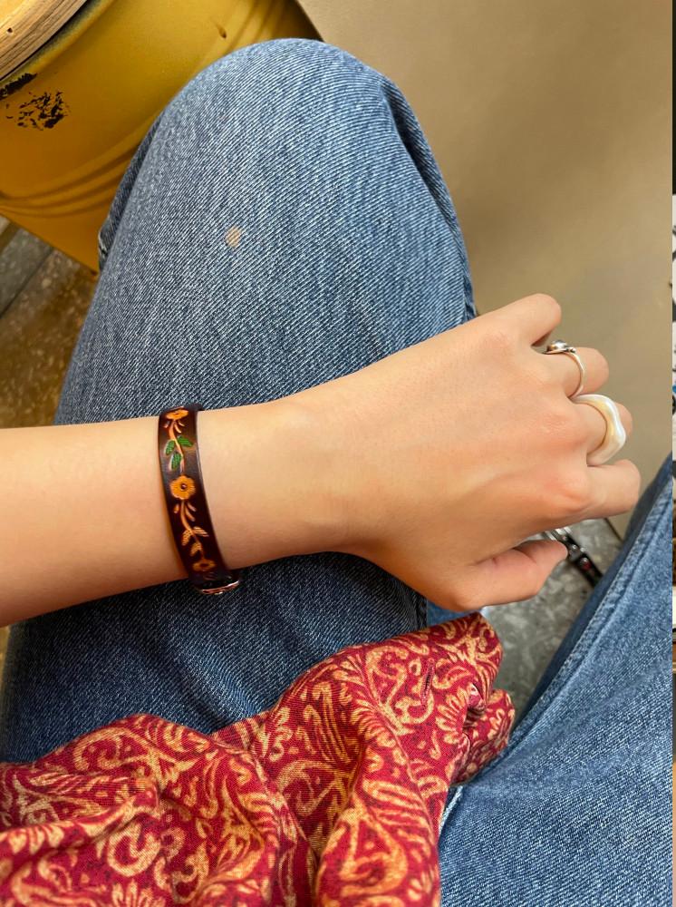 레더 가죽 팔찌 빈티지 에스닉 키치 패션 팔찌