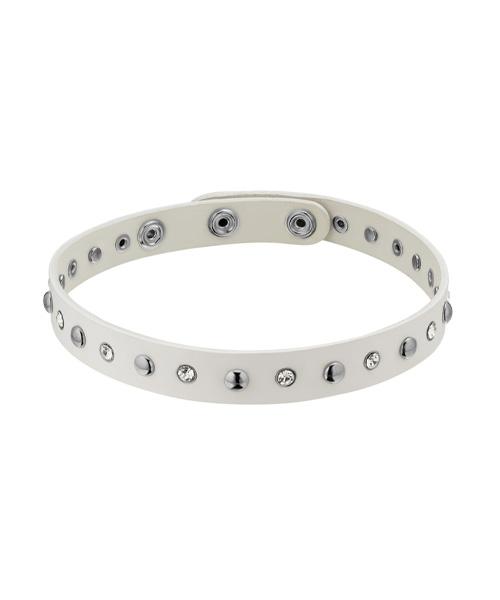 Stone white leather choker