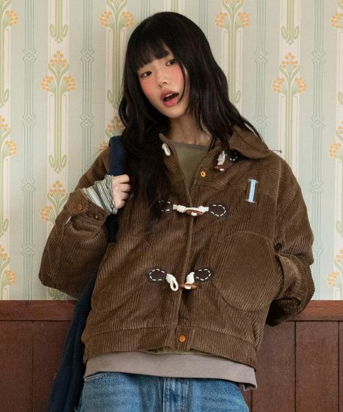 WXJ024 포카포카 코듀로이 뽀글이 자켓 (BROWN)