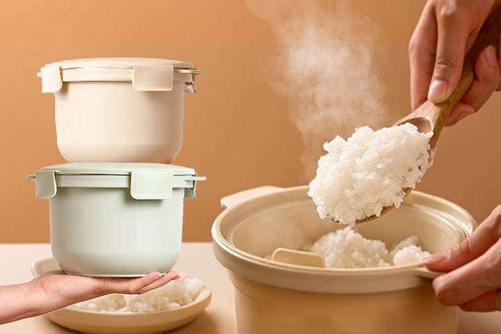 [1+1셋트할인] 2통 칼로볼 저당밥솥 다이어트 당뇨 전자렌지용 캠핑밥솥 미니