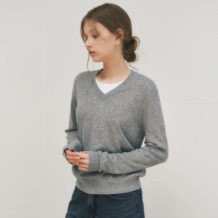 [리오더] Loe Angora Blend V-neck Knit_GRAY(WC25-KN44)