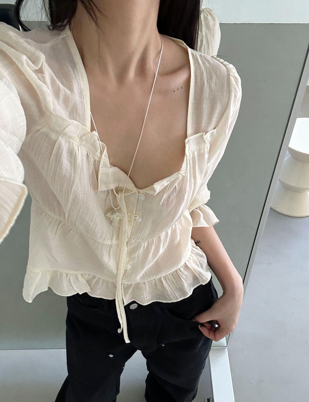 이너뮤트 tencel frill blouse (3color)