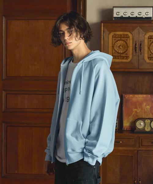 시그니처 피치스킨 기모 후드집업 MZT113 [SKY]