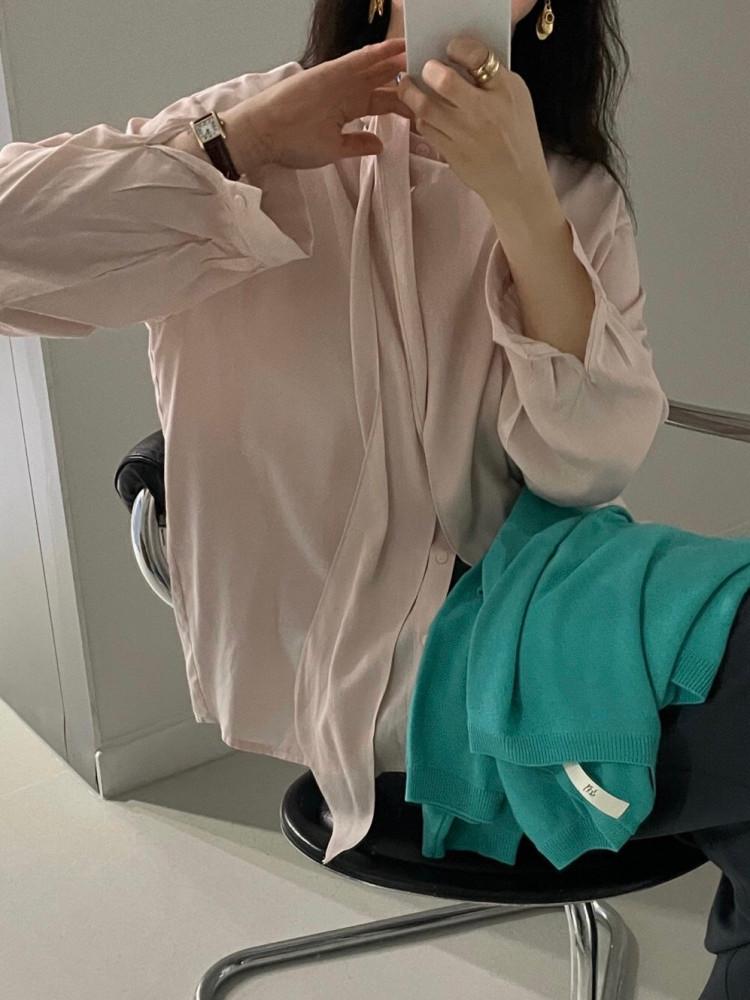 바스켓 애나 블라우스 (4color) basket 리본 타이블라우스