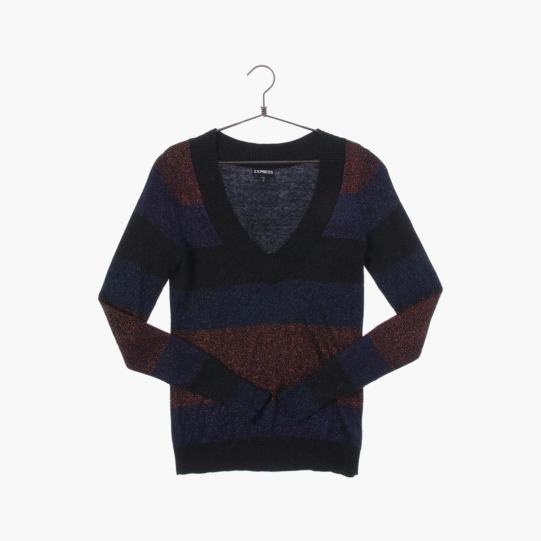 익스프레스 코튼 브이넥 베이직 니트/스웨터 여자 S