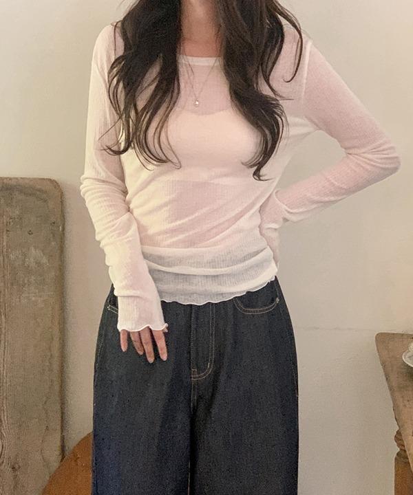 쇼퍼랜드 [레이어드][기획][울][텐셀] 모렌 보트넥 물결 긴팔 티셔츠 (5color)