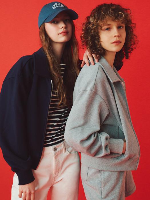Cropped Sweat Zip-up_2color