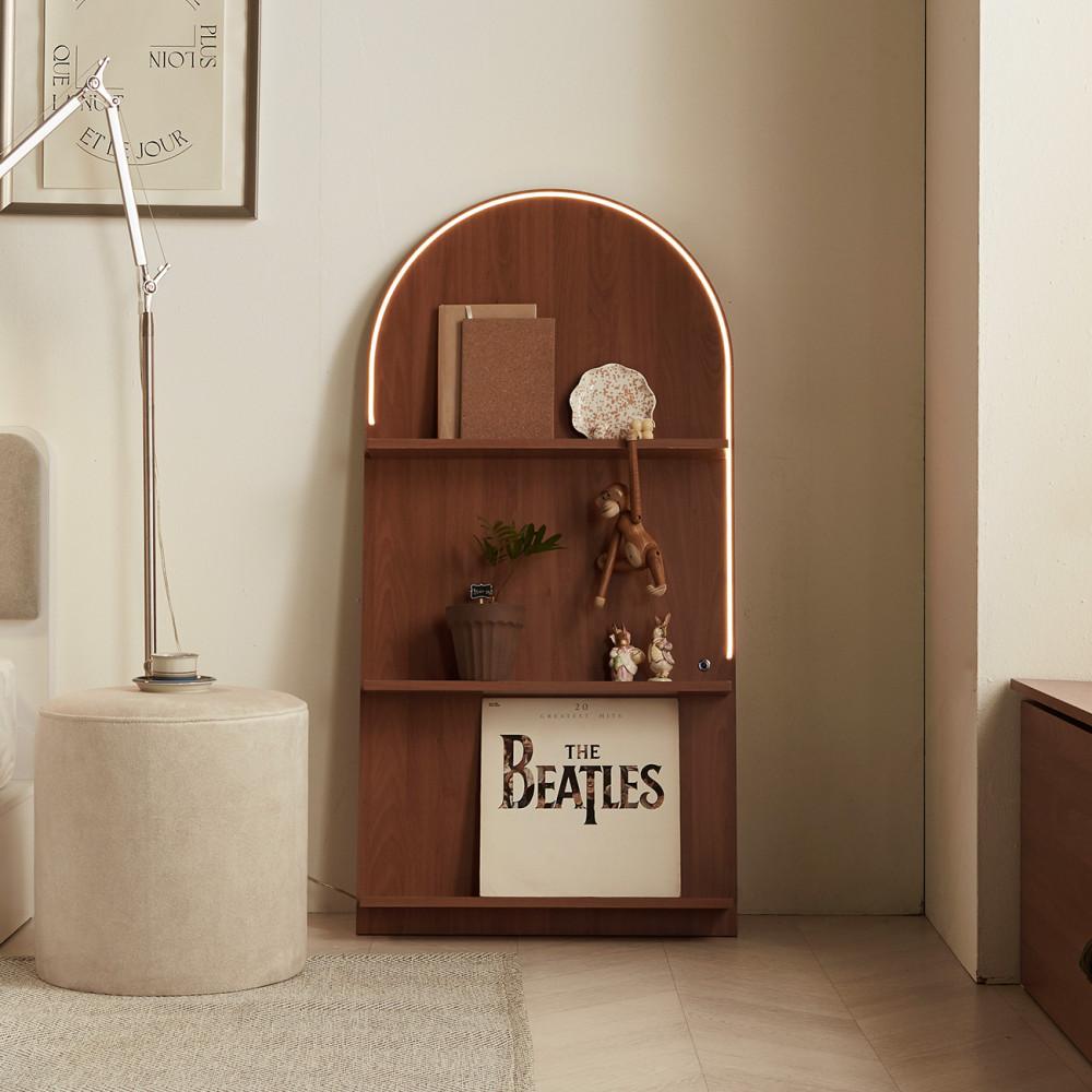 어라운드 LED조명 매거진랙 라운드 3단북선반 책꽂이 전면책장 잡지진열장