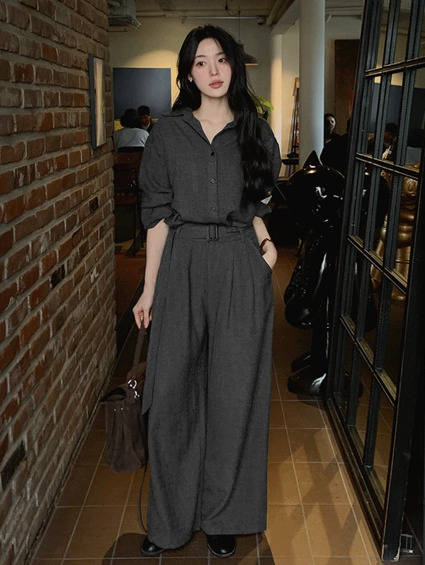 only. 프렌치모던 울셔츠 & 울팬츠 투피스 - 2 size (wellmade line)