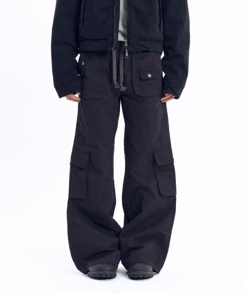 Flare Cargo Pocket Pants (Black)