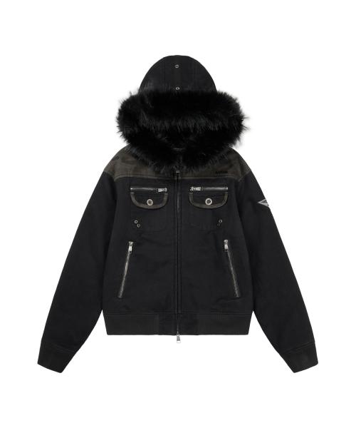 Fur Camo Contrast Jacket (Black)