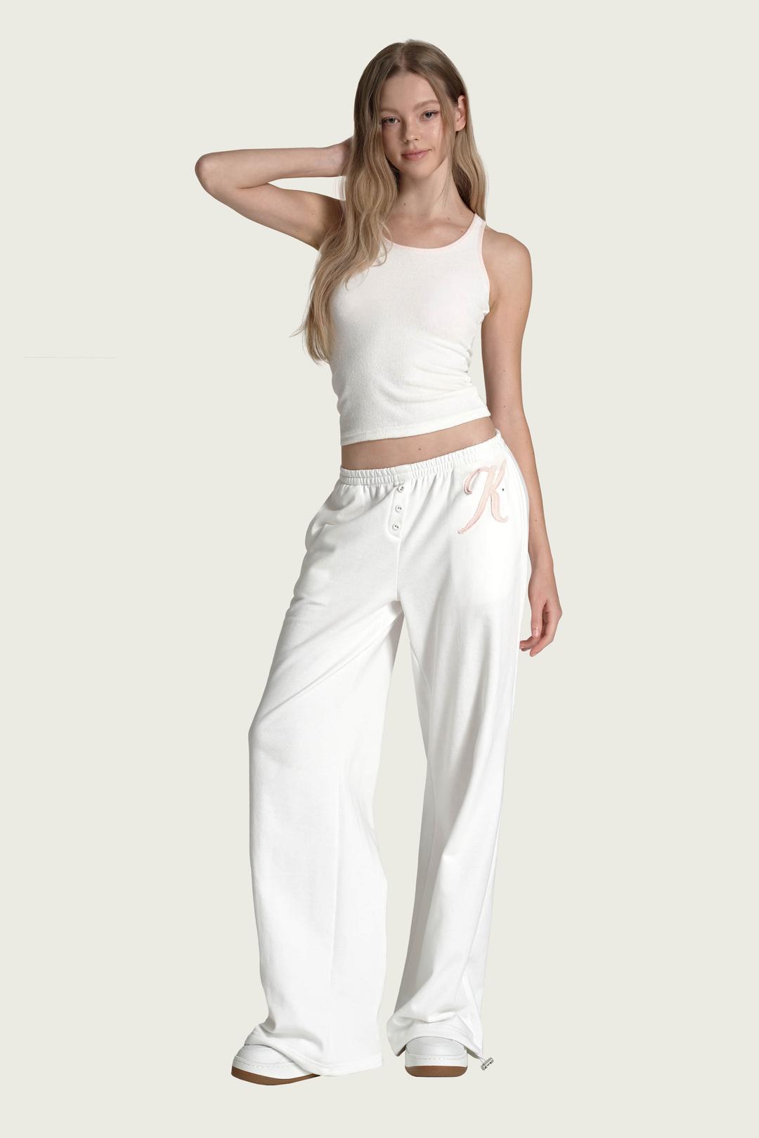 K essential jogger pants, White
