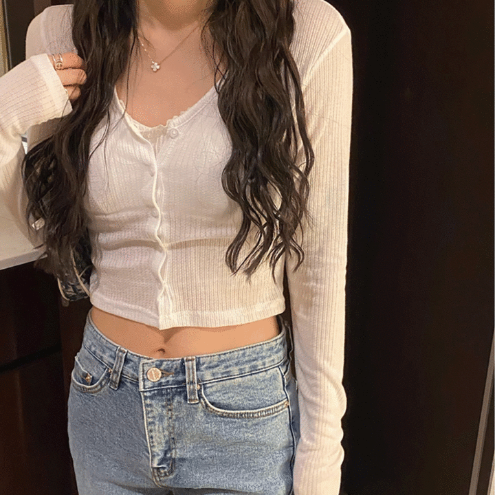 [4color] 쟈가드 크롭가디건 - cd (브이넥)