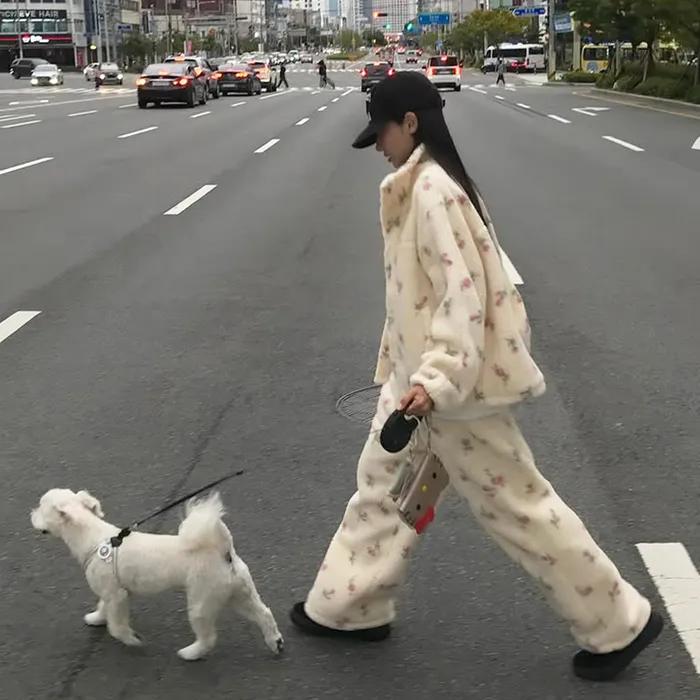 FLORAL FLEECE PANTS_IVORY