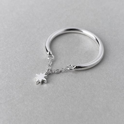 star chain open silver ring
