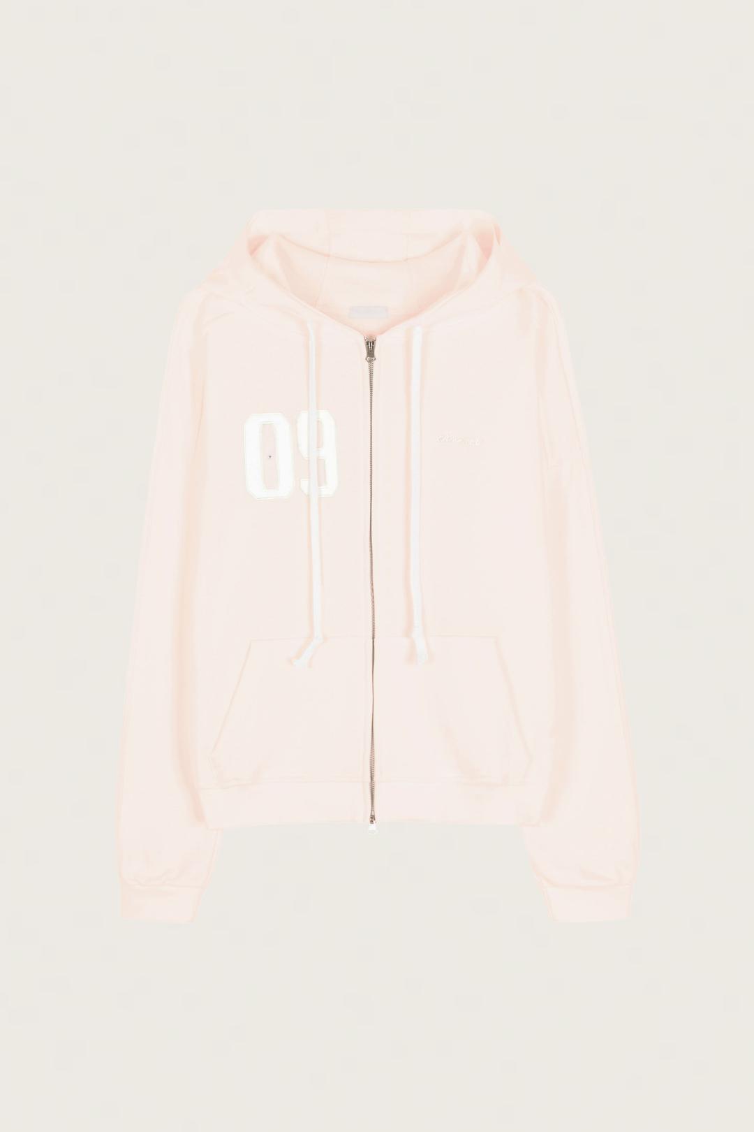 [Wonniehouse] 09 Numbering hooded zip-up, Apricot