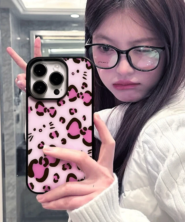 호피 레오파드 핑크 고양이 맥세이프 에포글라스 케이스