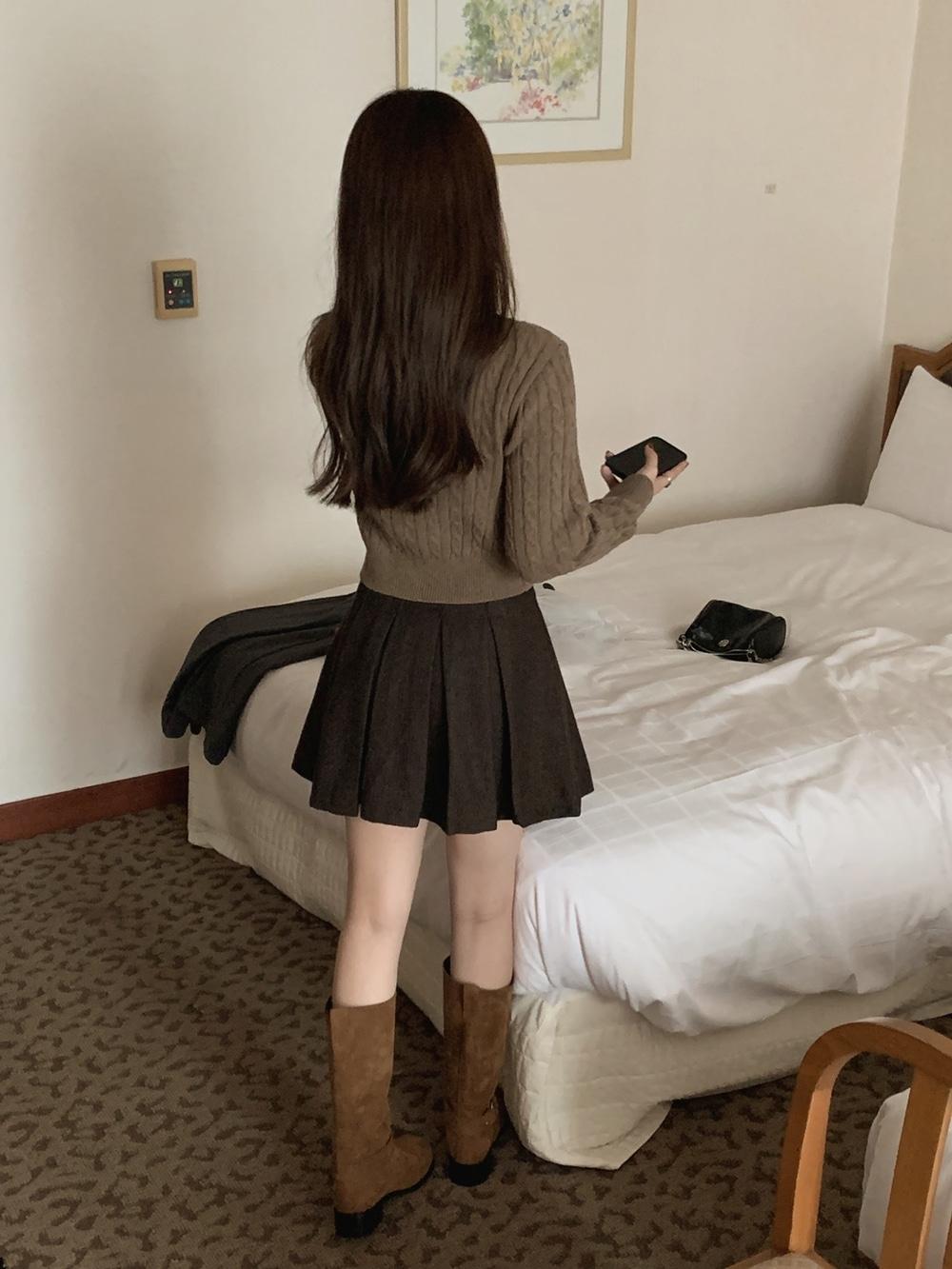 헤링본 벨트 skirt
