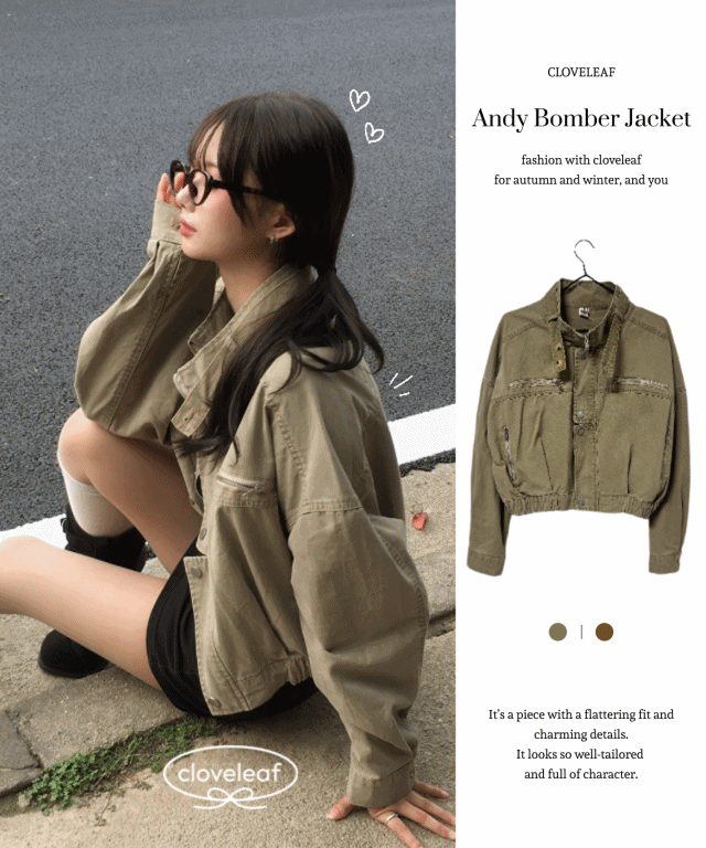 [가을신상/인기] 앤디 넥라인 버튼 포인트 숏 야상자켓