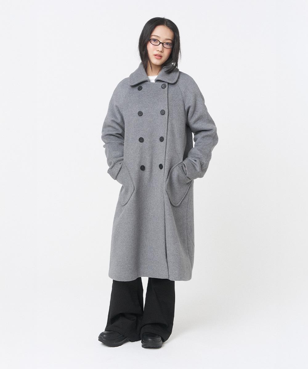 Double button long coat GREY