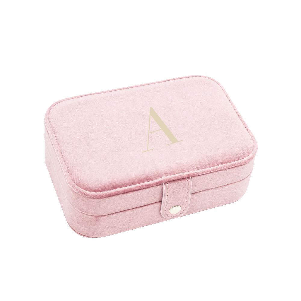[Hotel de reve] Alphabet Velvet Jewelry Box_ Rectangle 직사각형 라이트핑크 알파벳 선택