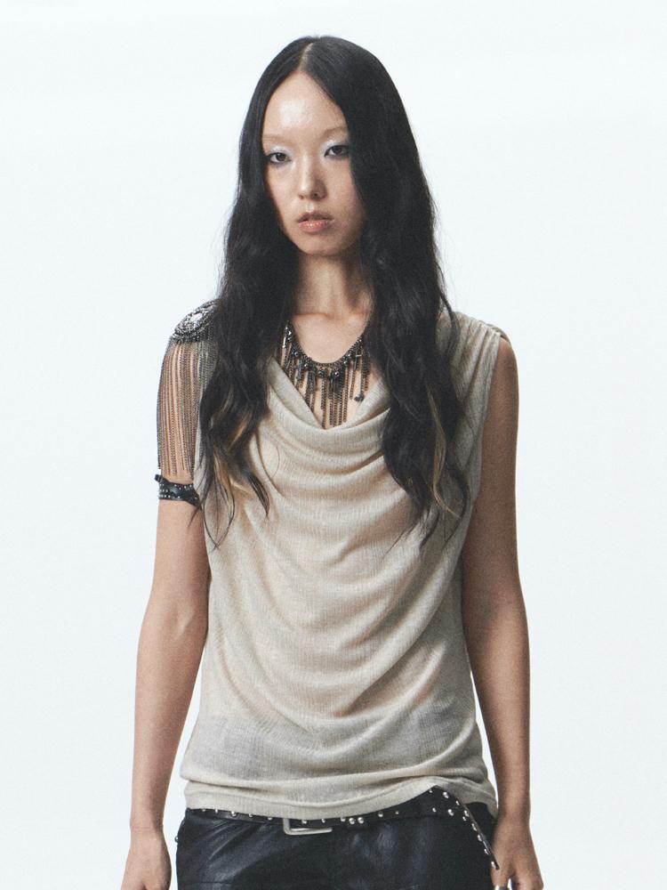 NONAME SPACE Loose fit reversible print sleeveless