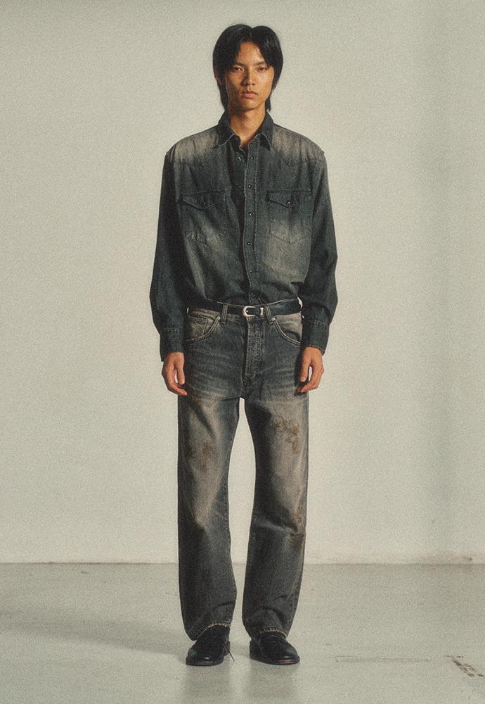 Western Denim Shirt_Japanese Fabric_Used Black