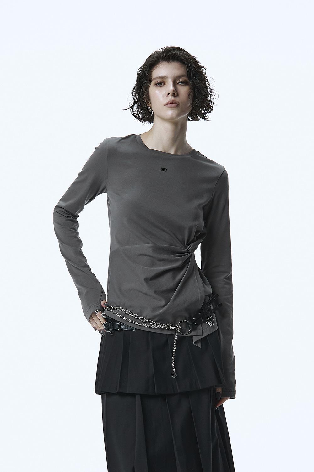 Twist Detail Long Sleeve [ Charcoal ]