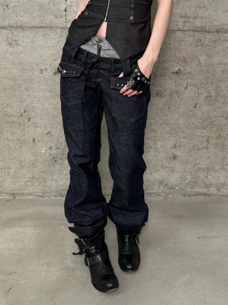 Double Punch Heavy Work Slim Straight Flare Jeans