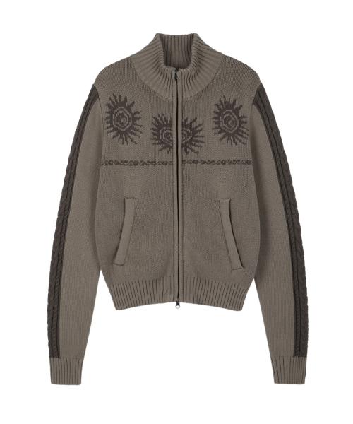 아캄(AAKAM)  Sun Jacquard Zip-Up Sweater (Brown) - 사이즈 & 후기 | 무신사